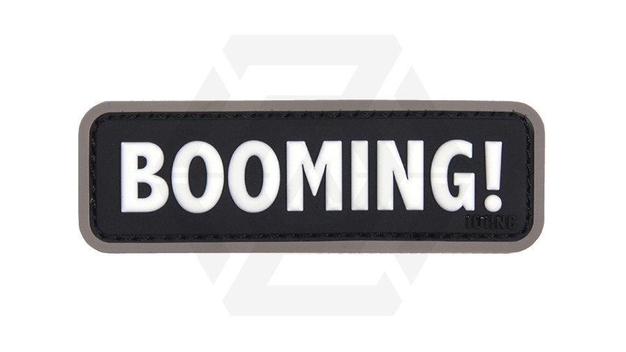 101 Inc PVC Velcro Patch &quotBooming!" (Black) - Main Image © Copyright Zero One Airsoft