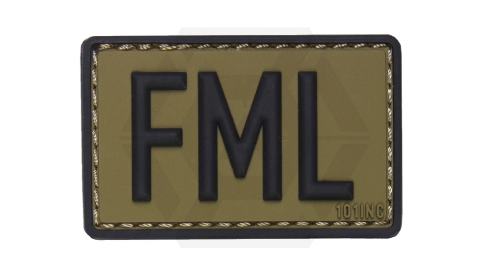 101 Inc PVC Velcro Patch &quotFML" (Green) - Main Image © Copyright Zero One Airsoft