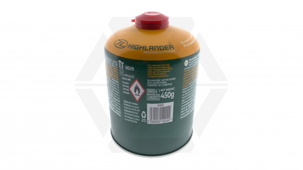 Highlander Gas Refil for Camping Stoves and Fast Boil 450g - Main Image © Copyright Zero One Airsoft