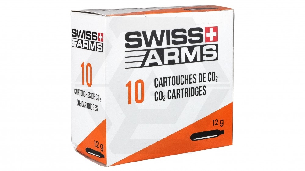 Swiss Arms 12g CO2 Capsule Box of 10 - Main Image © Copyright Zero One Airsoft