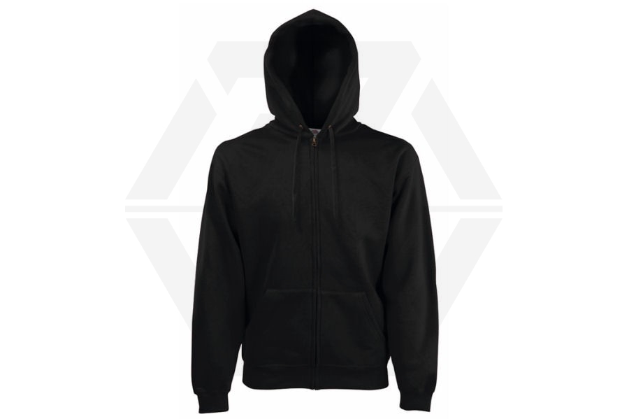 Fruit Of The Loom Premium Zipped Hoodie (Black) - Size Extra Large - Main Image © Copyright Zero One Airsoft