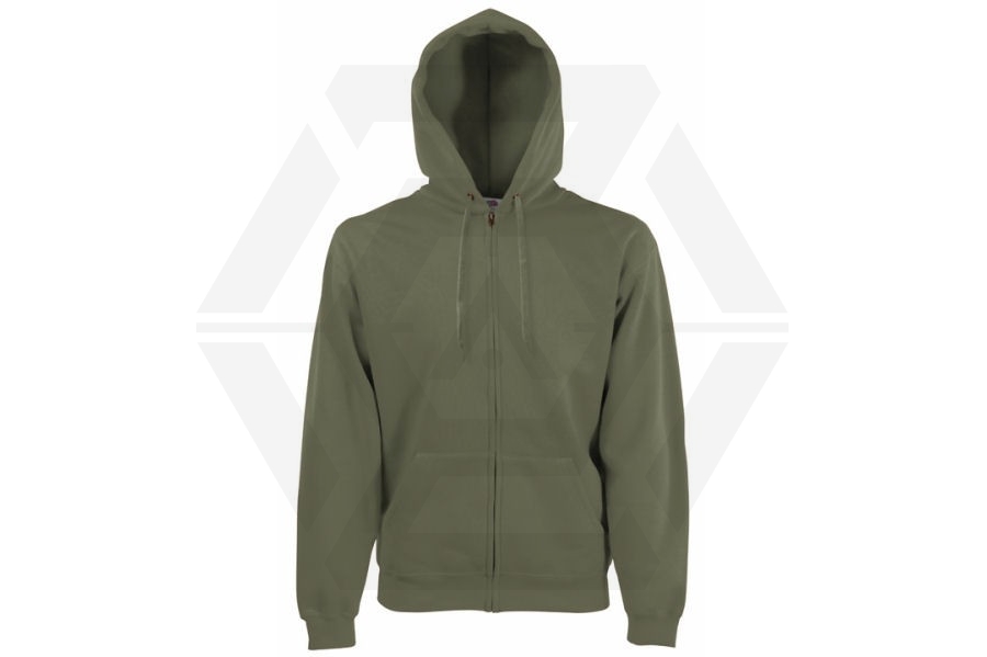 Fruit Of The Loom Premium Zipped Hoodie (Classic Olive) - Size Small - Main Image © Copyright Zero One Airsoft