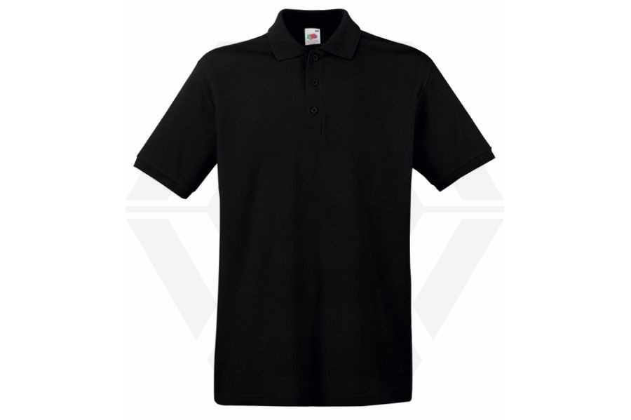 Fruit Of The Loom Premium Polo T-Shirt (Black) - Size Medium - Main Image © Copyright Zero One Airsoft