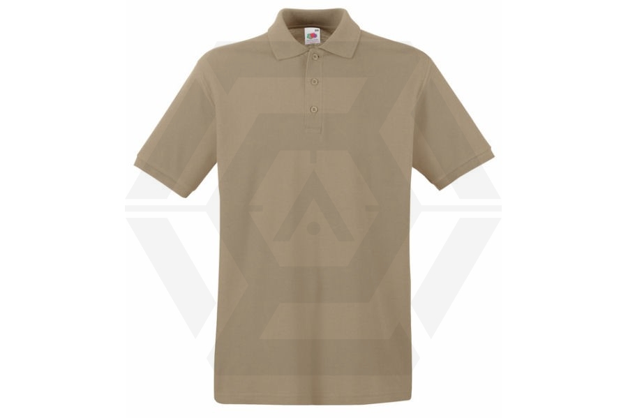Fruit Of The Loom Premium Polo T-Shirt (Khaki) - Size Medium - Main Image © Copyright Zero One Airsoft
