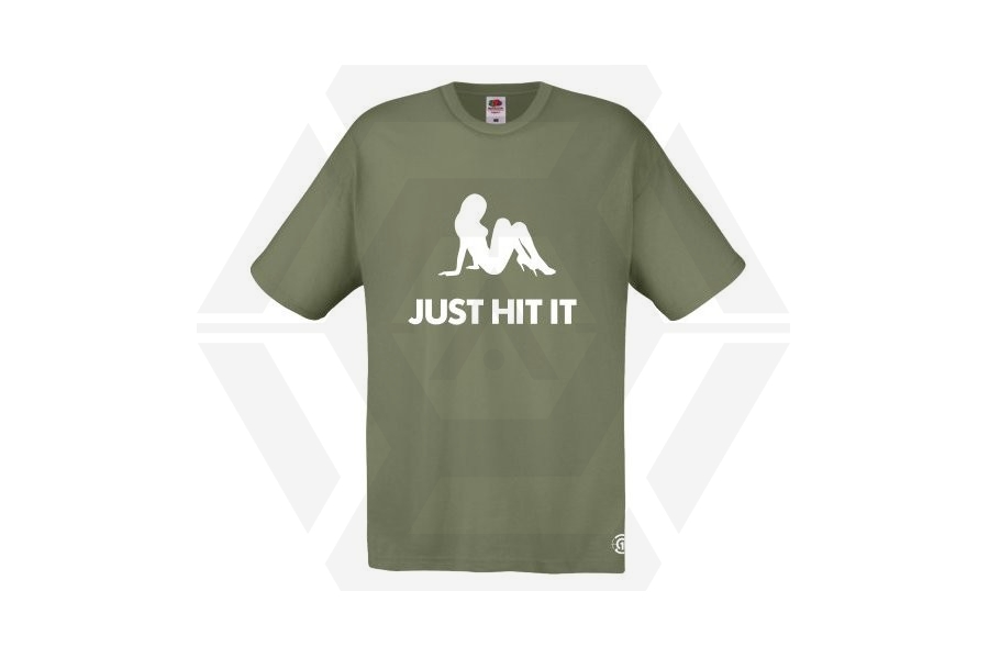 ZO Combat Junkie T-Shirt 'Babe Just Hit It' (Olive) - Size Small - Main Image © Copyright Zero One Airsoft
