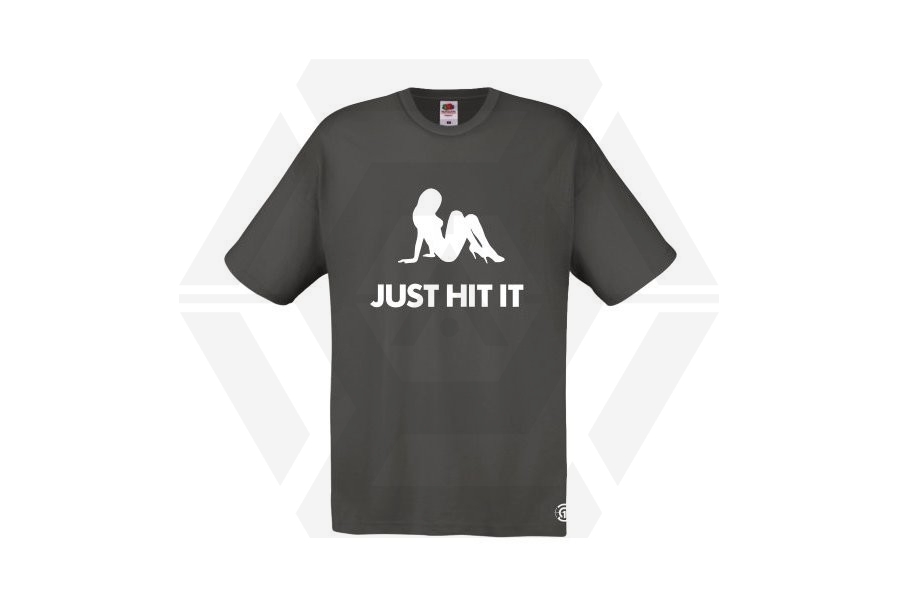 ZO Combat Junkie T-Shirt 'Babe Just Hit It' (Grey) - Size Medium - Main Image © Copyright Zero One Airsoft