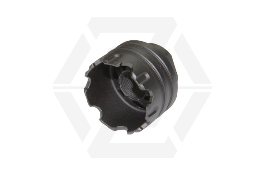 G&G Battle Wheel Amplifier Flash Hider 14mm CCW (Black) - Main Image © Copyright Zero One Airsoft