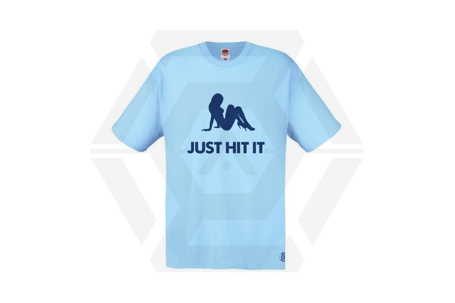 ZO Combat Junkie T-Shirt 'Babe Just Hit It' (Blue) - Size Small - Main Image © Copyright Zero One Airsoft