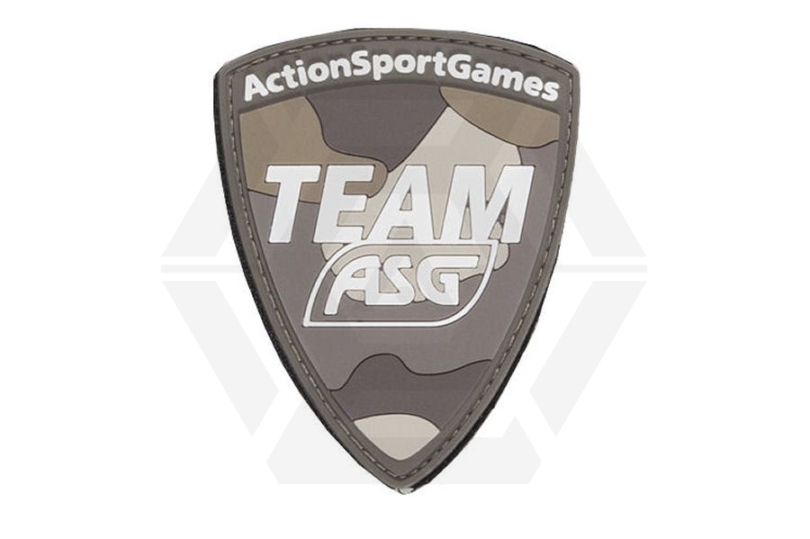 ASG Velcro PVC Patch "Team ASG" (Tan) - Main Image © Copyright Zero One Airsoft