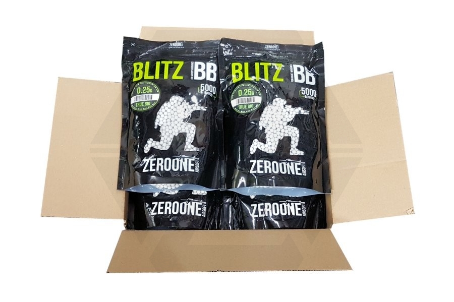 ZO Blitz Bio BB 0.25g 5000rds (White) Box of 10 (Bundle) - Main Image © Copyright Zero One Airsoft