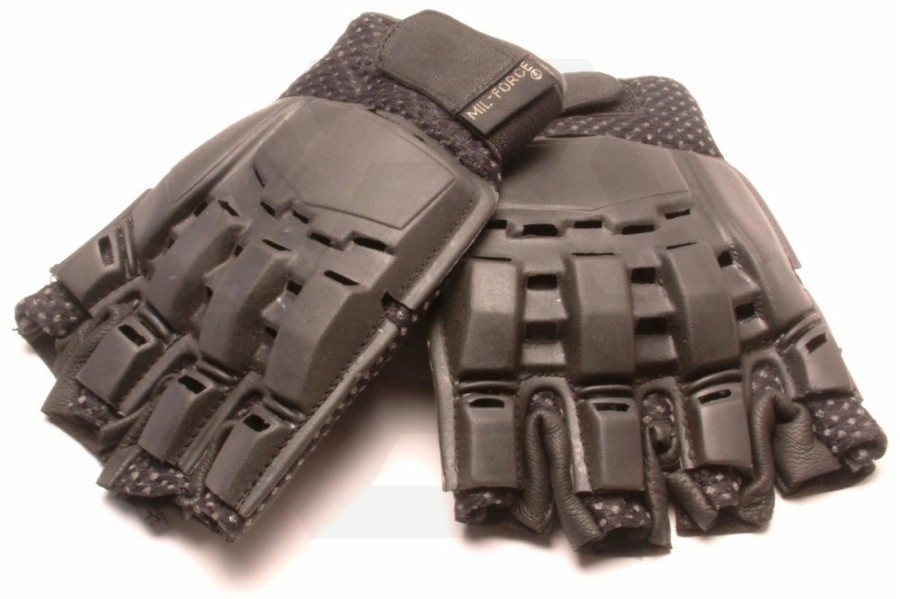 Mil-Force Half Finger RPD Gloves (Black) - Size Extra Large - Main Image © Copyright Zero One Airsoft