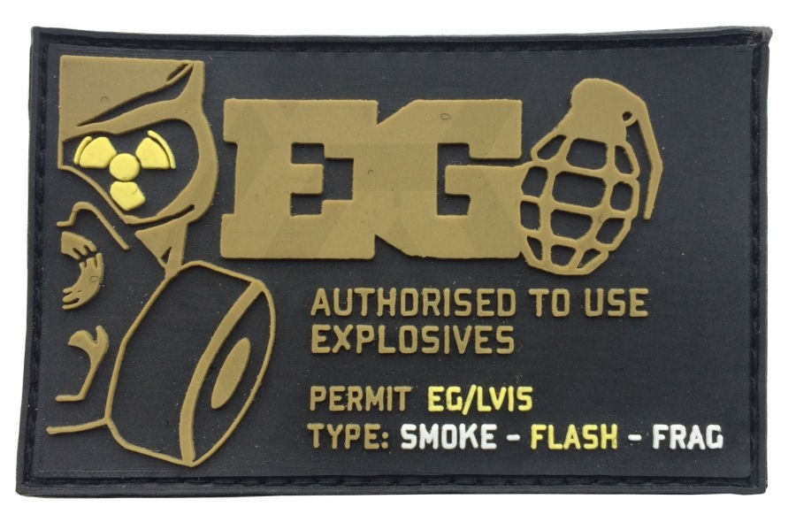 Enola Gaye Velcro PVC Patch "Explosives Permit" - Main Image © Copyright Zero One Airsoft