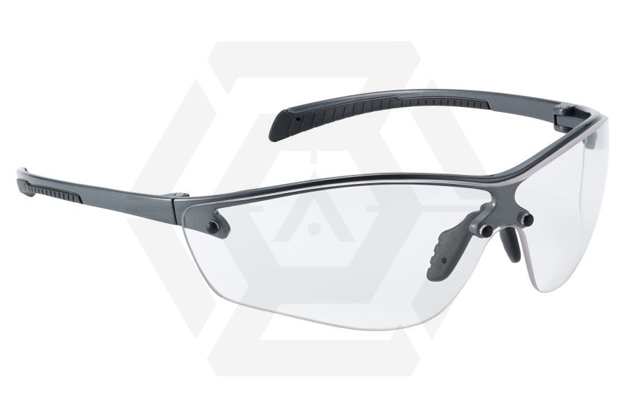 Bollé Glasses Silium+ with Gun Metal Frame, Clear Lens and Platinum Coating - Main Image © Copyright Zero One Airsoft