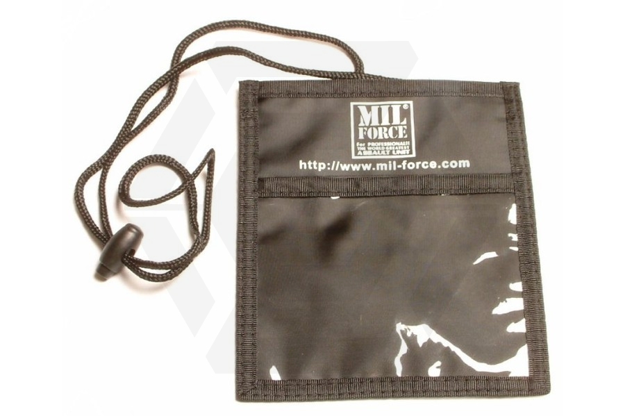 Mil-Force Neck ID/Event Wallet (Black) - Main Image © Copyright Zero One Airsoft