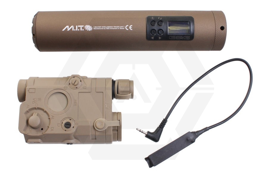 G&G Military Intelligence Tracer Unit with PEQ Battery Box & Laser Pointer (Tan) - Main Image © Copyright Zero One Airsoft