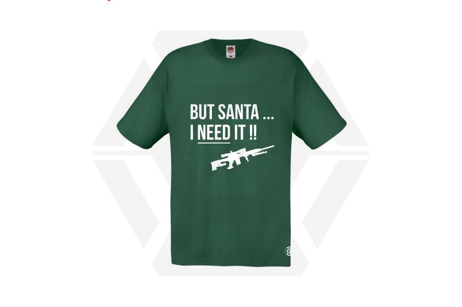 ZO Combat Junkie Christmas T-Shirt 'Santa I NEED It Sniper' (Green) - Size Small - Main Image © Copyright Zero One Airsoft
