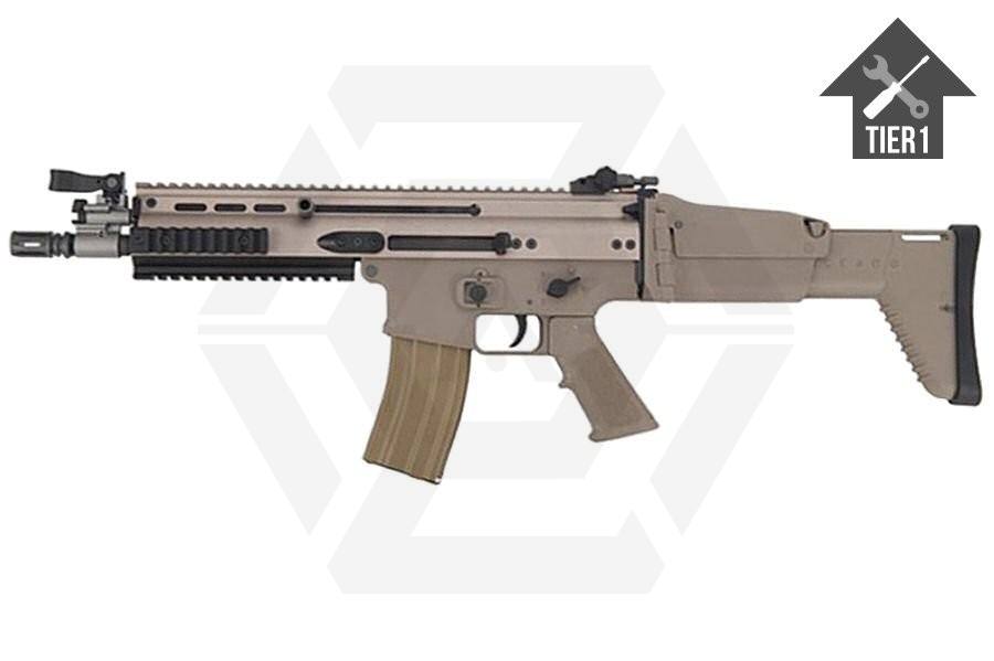 WE GBB SCAR-L (Tan) with Tier 1 Upgrades (Bundle) - Main Image © Copyright Zero One Airsoft