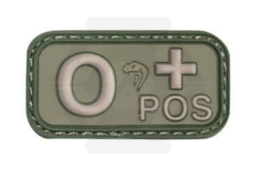 Viper Velcro PVC Blood Group Patch O+ (Olive) - Main Image © Copyright Zero One Airsoft