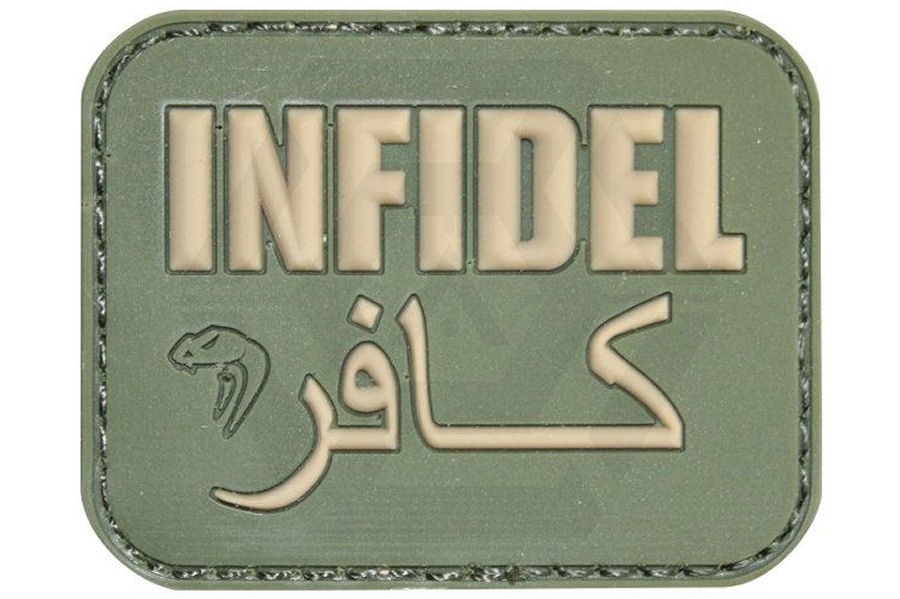 Viper Velcro PVC Morale Patch "Infidel" (Olive) - Main Image © Copyright Zero One Airsoft