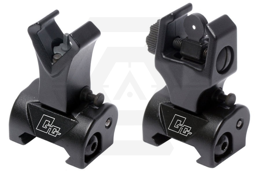 G&G 20mm RIS Flip-Up Front & Rear Sight Set (Black) - Main Image © Copyright Zero One Airsoft