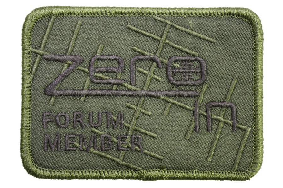 ZO Embroidered Velcro Patch "Zero In Forum Member" (Olive) - Main Image © Copyright Zero One Airsoft