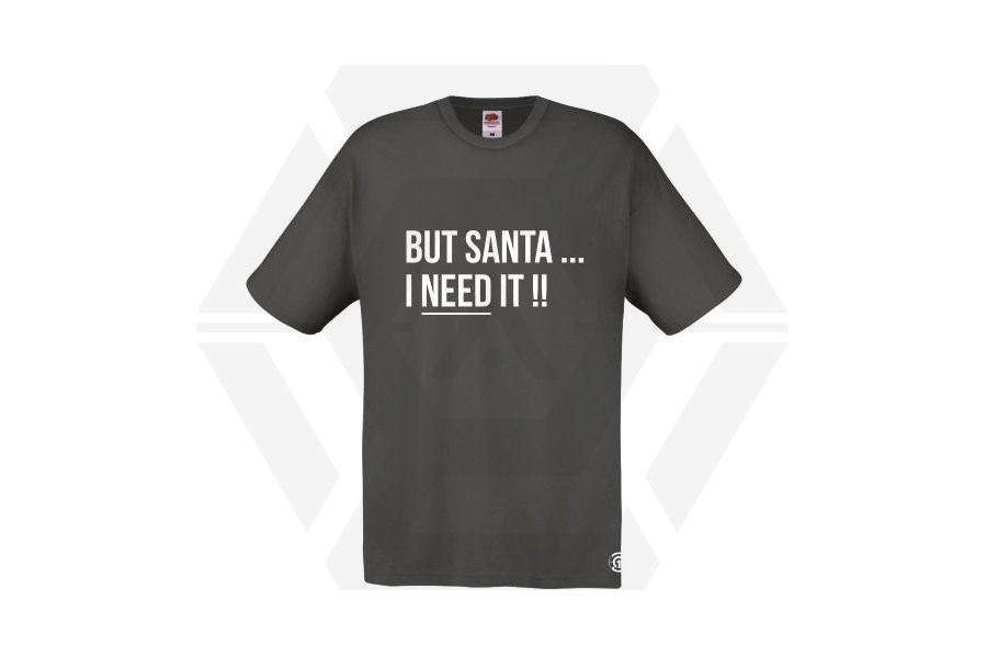 ZO Combat Junkie Christmas T-Shirt 'Santa I NEED It' (Grey) - Size Large - Main Image © Copyright Zero One Airsoft