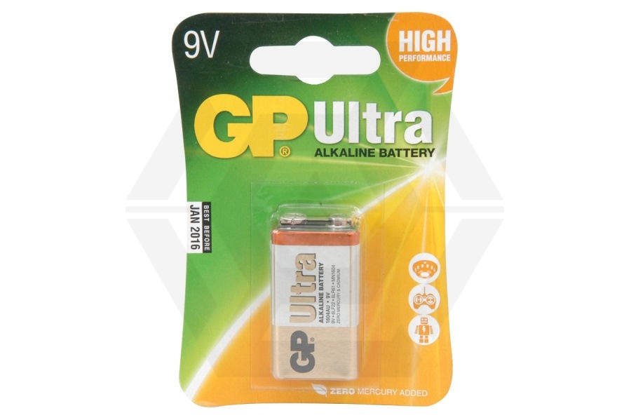GP Ultra Alkaline Battery PP3 9v - Main Image © Copyright Zero One Airsoft