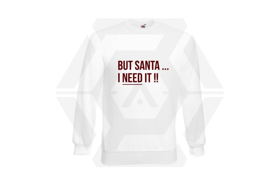 ZO Combat Junkie Christmas Jumper 'Santa I NEED It' (White) - Size Extra Large - Main Image © Copyright Zero One Airsoft