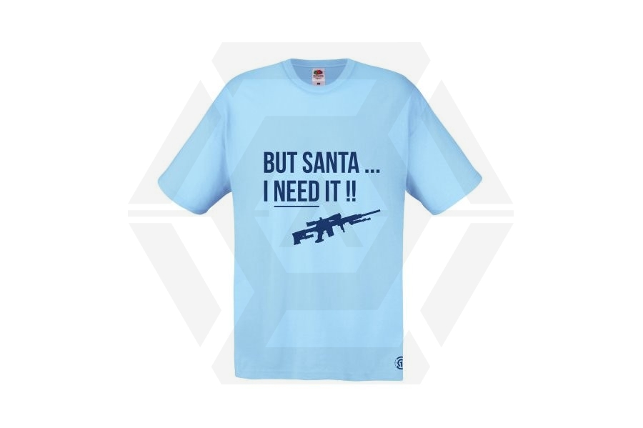 ZO Combat Junkie Christmas T-Shirt 'Santa I NEED It Sniper' (Blue) - Size Small - Main Image © Copyright Zero One Airsoft