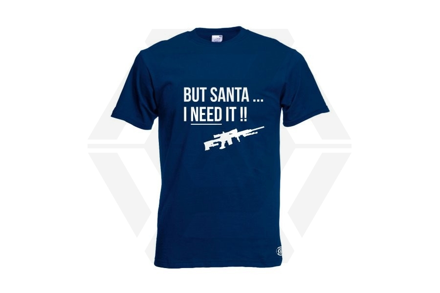 ZO Combat Junkie Christmas T-Shirt 'Santa I NEED It Sniper' (Navy) - Size Small - Main Image © Copyright Zero One Airsoft