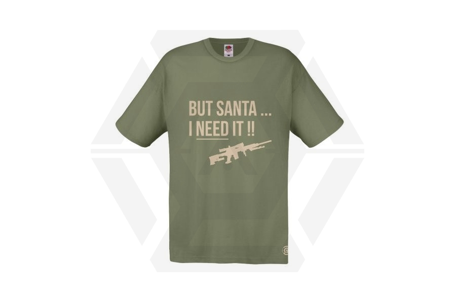 ZO Combat Junkie Christmas T-Shirt 'Santa I NEED It Sniper' (Olive) - Size Small - Main Image © Copyright Zero One Airsoft