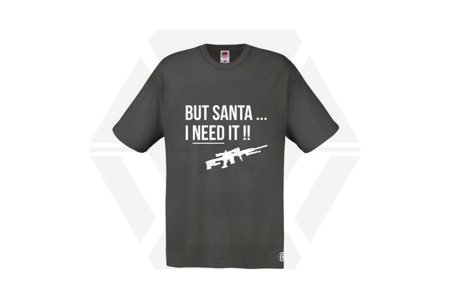 ZO Combat Junkie Christmas T-Shirt 'Santa I NEED It Sniper' (Grey) - Size Small - Main Image © Copyright Zero One Airsoft