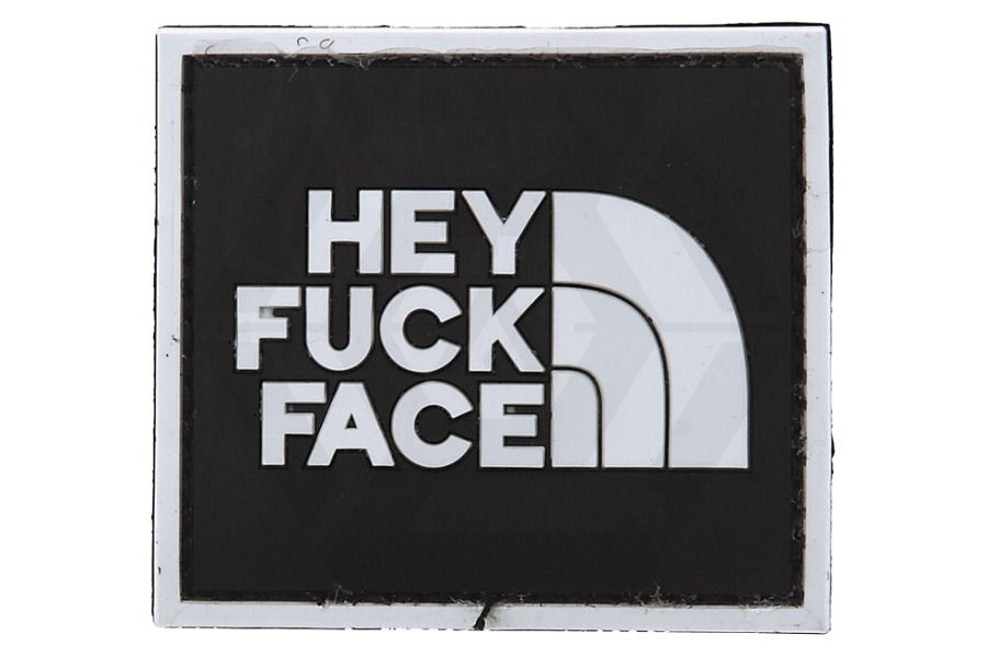 101 Inc PVC Velcro Patch "Hey F**k Face" - Main Image © Copyright Zero One Airsoft