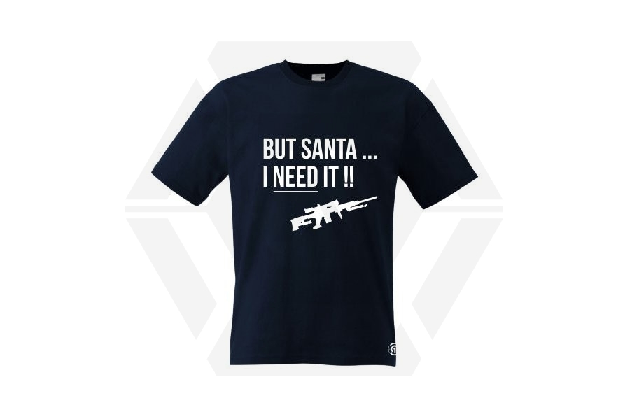 ZO Combat Junkie Christmas T-Shirt 'Santa I NEED It Sniper' (Dark Navy) - Size Small - Main Image © Copyright Zero One Airsoft