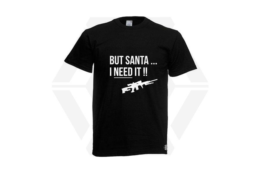 ZO Combat Junkie Christmas T-Shirt 'Santa I NEED It Sniper' (Black) - Size Small - Main Image © Copyright Zero One Airsoft