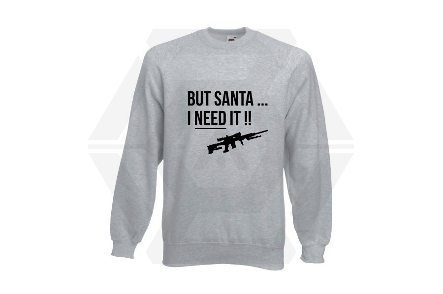 ZO Combat Junkie Christmas Jumper 'Santa I NEED It Sniper' (Light Grey) - Size Small - Main Image © Copyright Zero One Airsoft