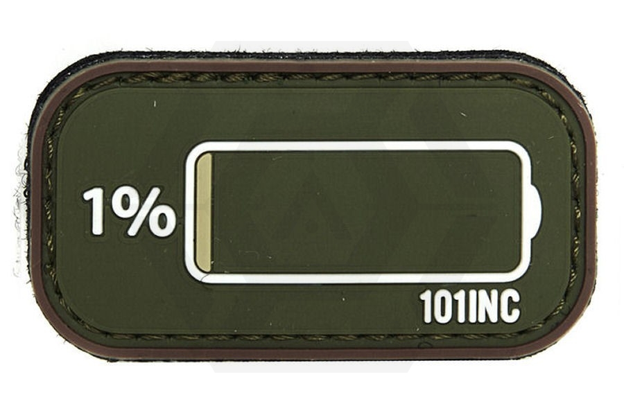 101 Inc PVC Velcro Patch "Low Power" (Olive) - Main Image © Copyright Zero One Airsoft