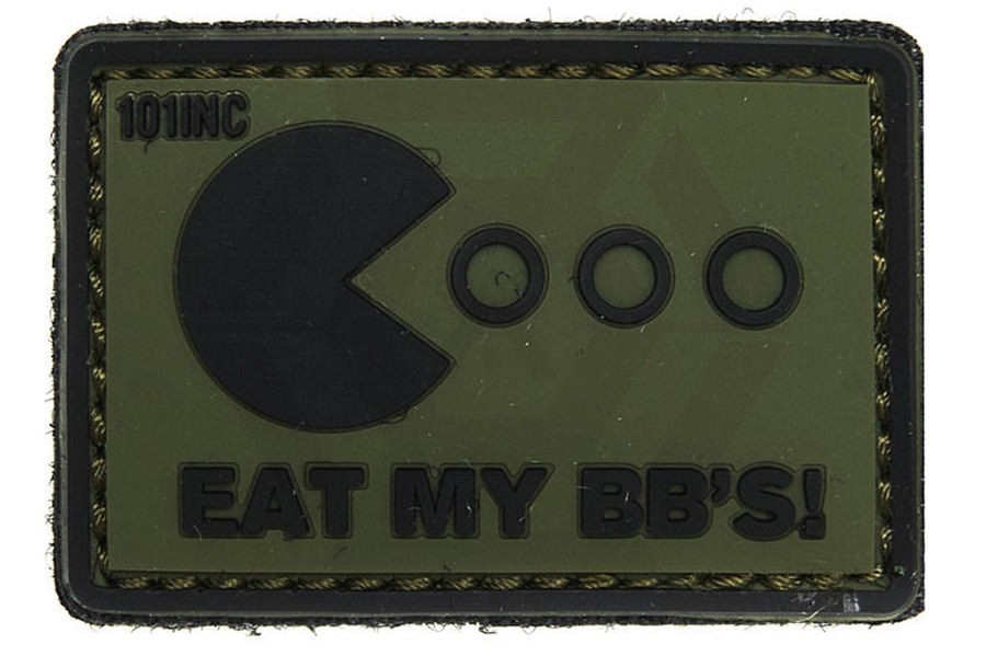 101 Inc PVC Velcro Patch &quotEat My BB's" (Olive) - Main Image © Copyright Zero One Airsoft