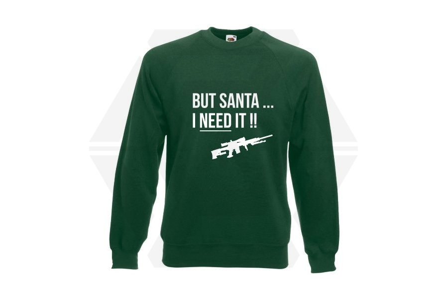 ZO Combat Junkie Christmas Jumper 'Santa I NEED It Sniper' (Green) - Size Small - Main Image © Copyright Zero One Airsoft