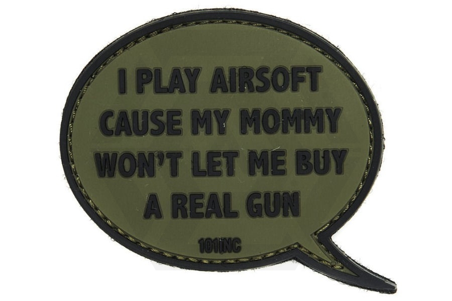 101 Inc Pvc Velcro Patch I Play Airsoft Olive Zero One Airsoft