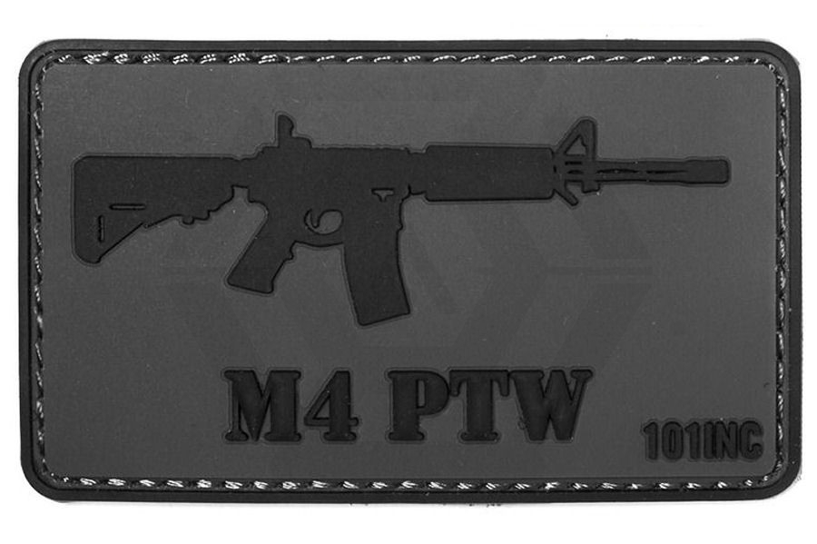 101 Inc PVC Velcro Patch "M4 PTW" - Main Image © Copyright Zero One Airsoft