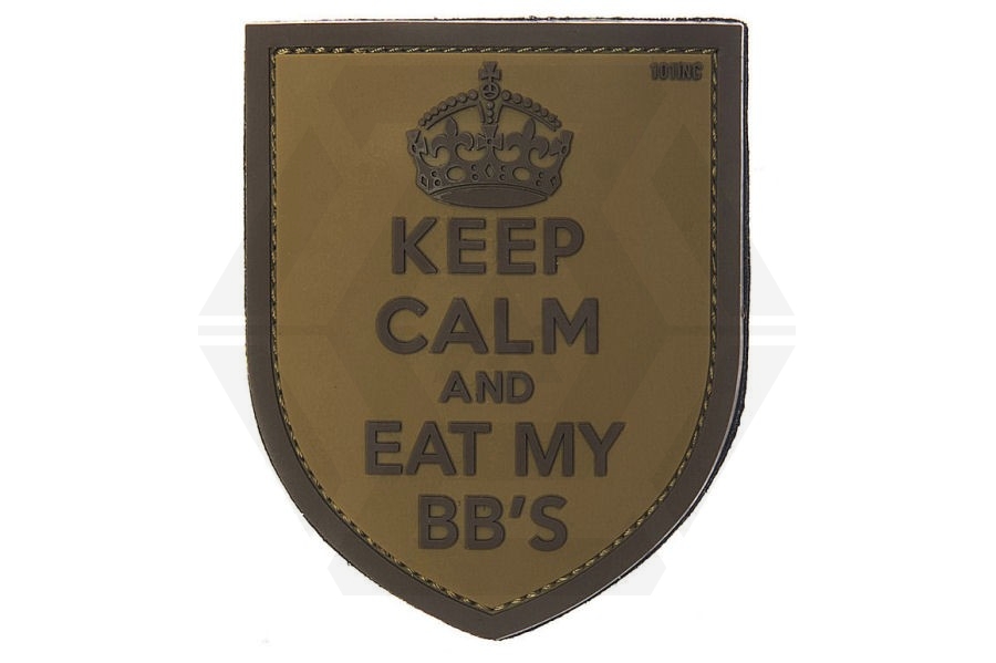 101 Inc PVC Velcro Patch &quotKeep Calm" (Brown) - Main Image © Copyright Zero One Airsoft