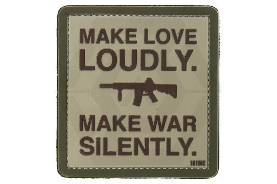 101 Inc PVC Velcro Patch "Make Love Loudly" - Main Image © Copyright Zero One Airsoft