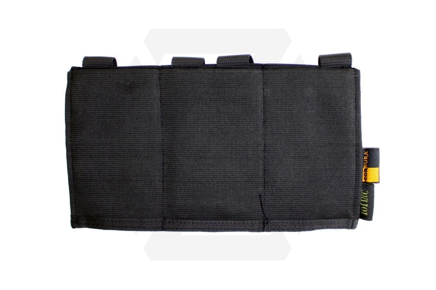 101 Inc MOLLE Elastic Triple M4 Mag Pouch (Black) - Main Image © Copyright Zero One Airsoft