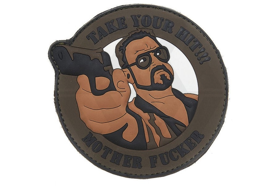 101 Inc PVC Velcro Patch &quotTake Your Hit" (Brown) - Main Image © Copyright Zero One Airsoft