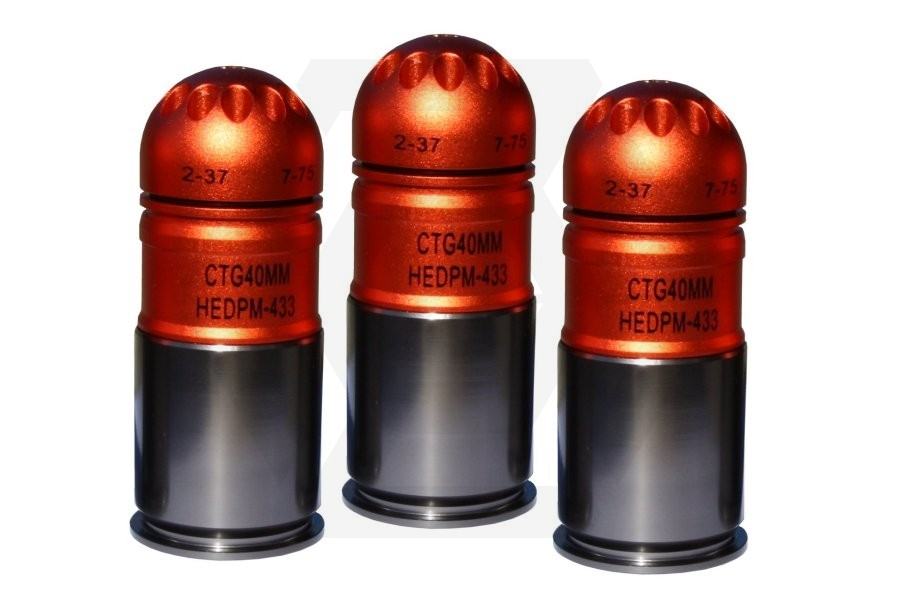 King Arms 40mm Gas Grenade 120rds M433 HEDP Set of 3 - Main Image © Copyright Zero One Airsoft