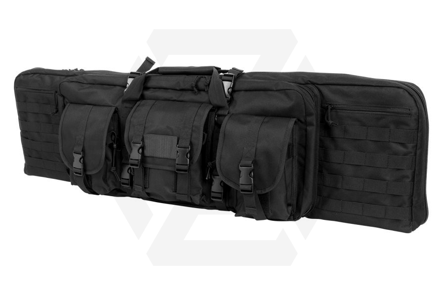 NCS VISM MOLLE Double Rifle Case 42" with Side Pouches (Black) - Main Image © Copyright Zero One Airsoft