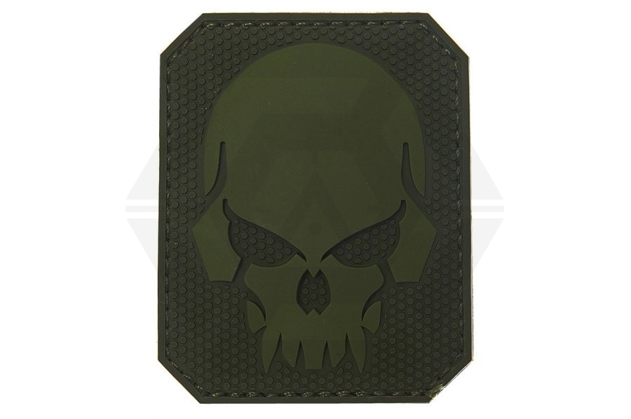 101 Inc PVC Velcro Patch "Pirate Skull" (Olive) - Main Image © Copyright Zero One Airsoft