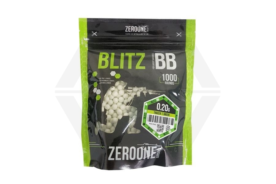 ZO Blitz Bio BB Tracer 0.20g 1000rds (Green Glow) - Main Image © Copyright Zero One Airsoft