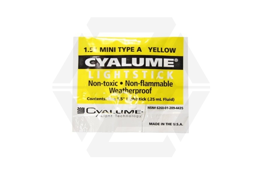Cyalume 1.5" 4 Hour Mini Lightstick (Yellow) - Main Image © Copyright Zero One Airsoft